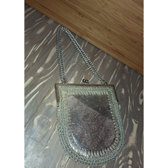Vintage 60s Silver Crochet Ladies Evening Bag Heurette of Miami Italy - Picture 3 of 8